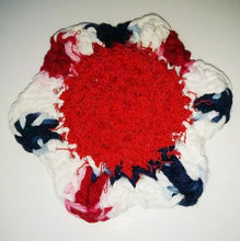 Load image into Gallery viewer, Flower Kitchen Durable Dish  Pot Scrubbies 4&quot; x 4&quot; Red White Navy Faded Glory