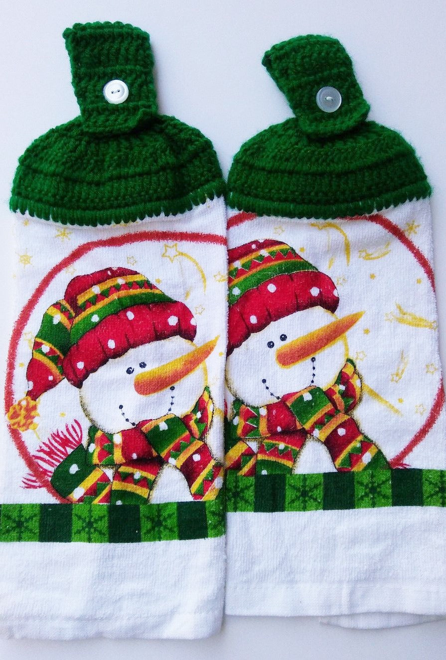 Adorable Christmas Snowman Hanging Kitchen Towel Set
