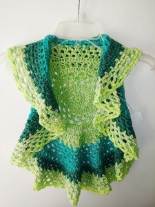 Girls Ring Around The Rosie Vest Size 4T Lemon Lime Green Turquoise Circle Vest