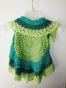 Girls Ring Around The Rosie Vest Size 4T Lemon Lime Green Turquoise Circle Vest