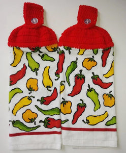 Spicy Chili Jalapeno Peppers Hanging Kitchen Towel Set