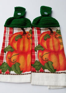 Autumn Fall Pumpkins Hanging Kitchen Towel Set