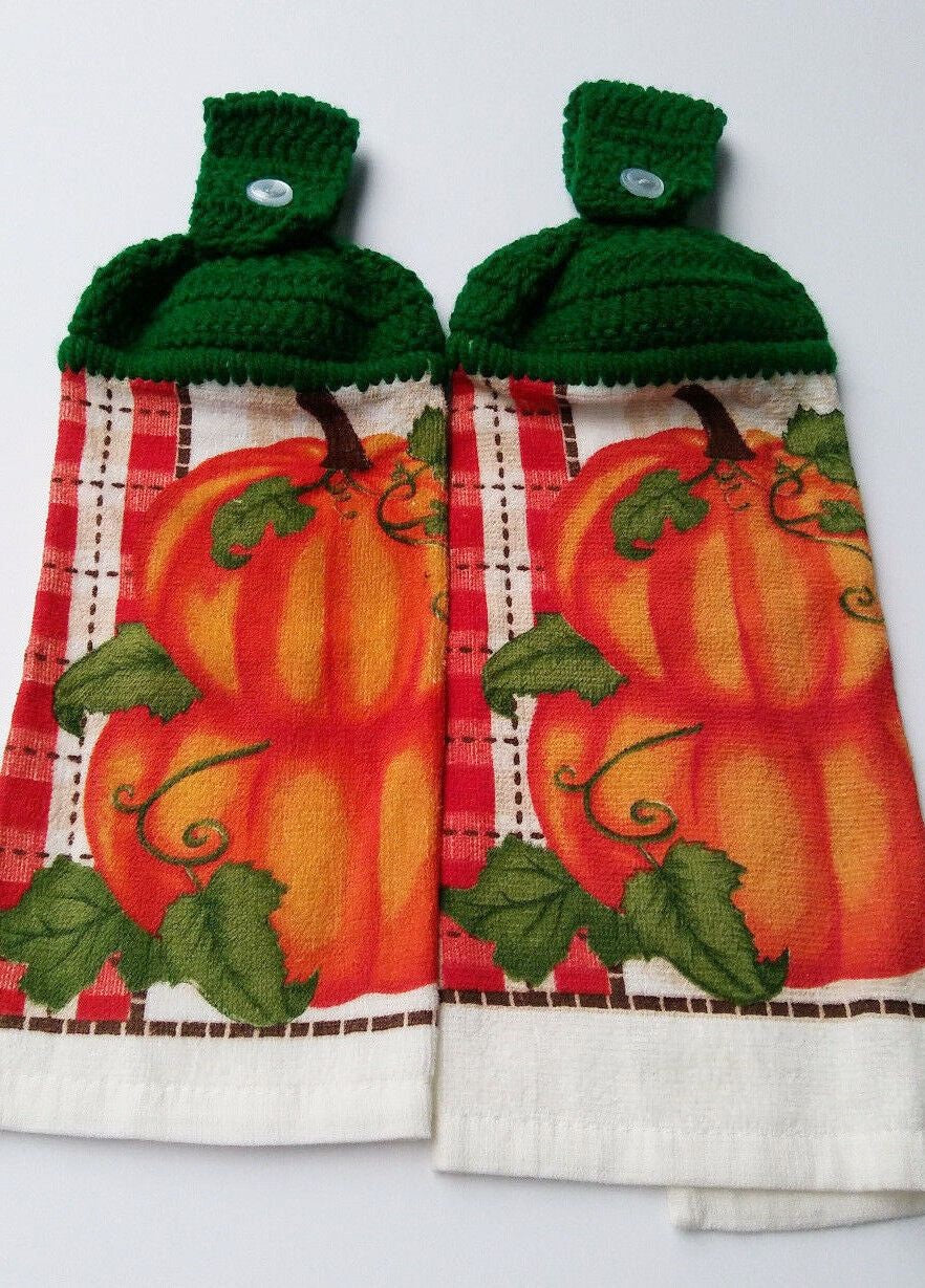 Autumn Fall Pumpkins Hanging Kitchen Towel Set