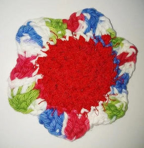 Flower Kitchen Durable Dish Pot Scrubbies 4" x 4"  Green Red Blue White