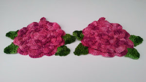 Rose Variegated Pink Flower Hot Pad Potholder Set