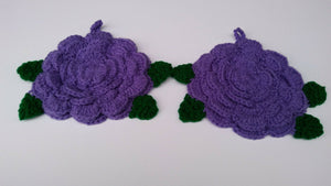 Rose Lavender Flower Hot Pad Potholder Set