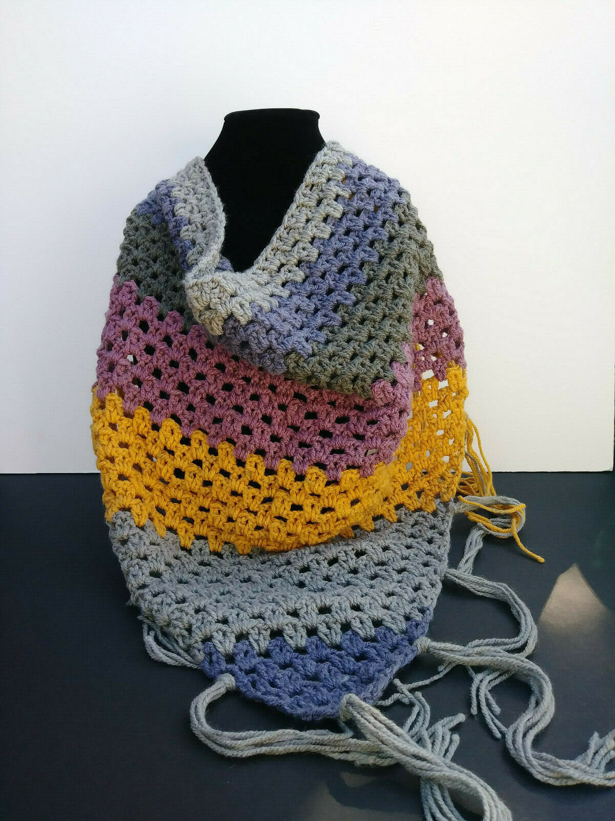 Triangle Scarf Shawl Plum Crisp Gray Pink Gold Women's Accessories