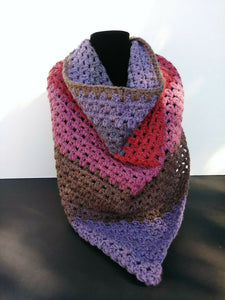 Triangle Scarf Shawl Pink Purples Wine Blackberry Mousse Women's Accessories