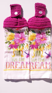 Live The Dream Floral Hanging Kitchen Towel Set