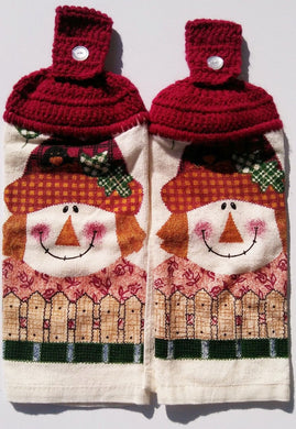 Autumn Folk Art Scarecrow Hanging Kitchen Towel Set