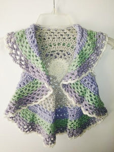 Girls Ring Around The Rosie Vest Size 4T Lavender Sage Gray Off White