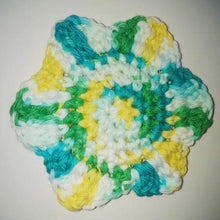 Load image into Gallery viewer, Flower Kitchen Durable Dish  Pot Scrubbies 4&quot; x 4&quot; White Green Teal Yellow