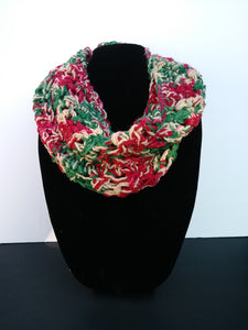 Victorian Christmas Red Beige Green Winter Cowl Infinity Scarf