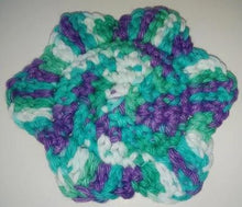 Load image into Gallery viewer, Flower Kitchen Durable Dish  Pot Scrubbies 4&quot; x 4&quot; White Teal Lavender