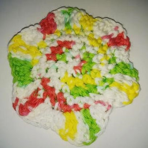 Flower Kitchen Durable Dish  Pot Scrubbies 4" x 4" Yellow Coral White Lime Green