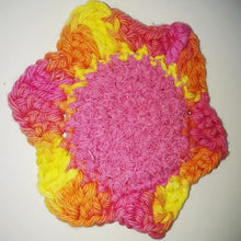 Load image into Gallery viewer, Flower Kitchen Durable Dish Pot Scrubbies 4&quot; x 4&quot; Yellow Pink Orange