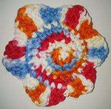 Load image into Gallery viewer, Flower Kitchen Durable Dish Pot Scrubbies 4&quot; x 4&quot; Orange Blue Red White